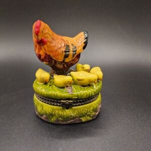 Colorful Chicken and Chicks Trinket Box